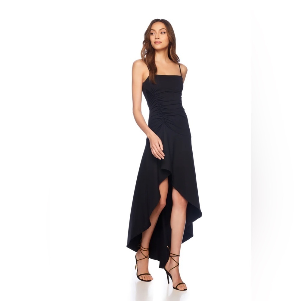 Susana Monaco NWT String Gathered High Low Dress in Black (0175, 0176)